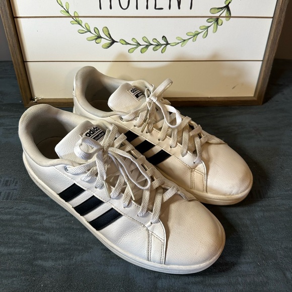 Adidas Grand Court Men’s Tennis Shoes White/Black Retro Sneakers - Picture 3 of 8